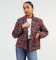 Pieces Saroline Zwarte Korte jas met rode bloemen voor dames (352464)