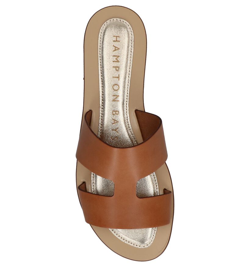 Hampton Bays Cognac Slippers in leer (209710)