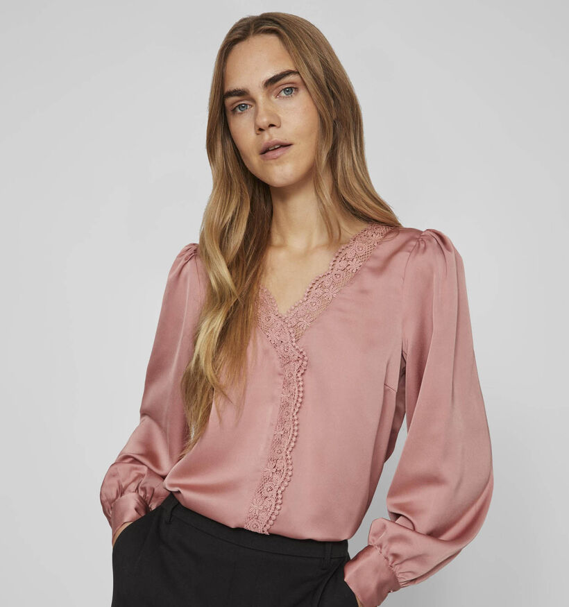 Vila Moni Zwarte Satijnen Blouse voor dames (338513)