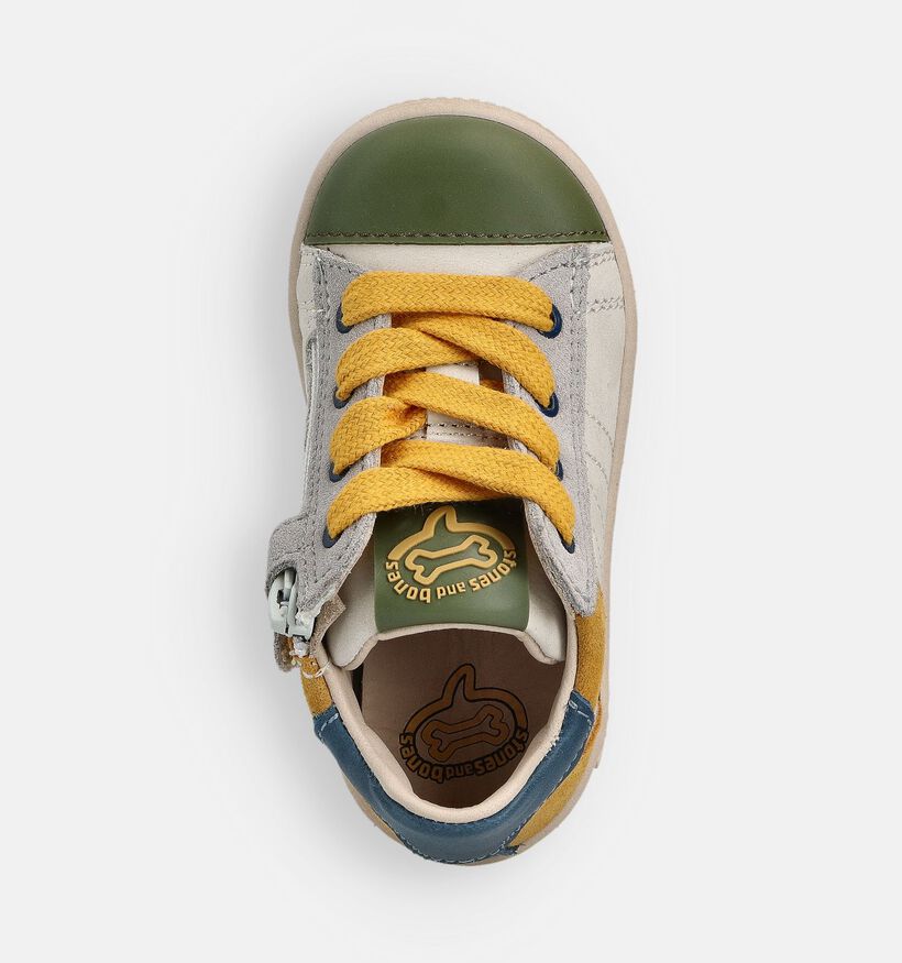 STONES and BONES Naxi Witte/Gele Sneakers voor jongens (369642) - geschikt voor steunzolen
