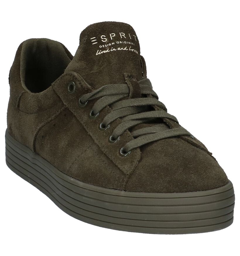Esprit Baskets basses en Vert kaki en daim (225620)