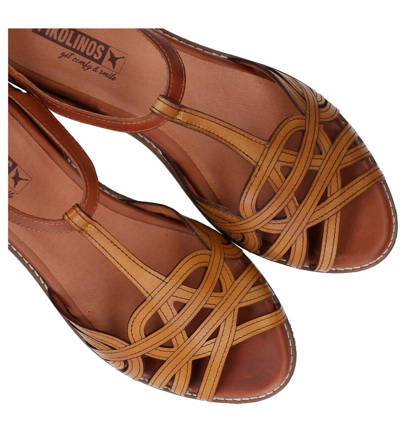 Pikolinos Cognac/Ecru Sandalen in leer (289267)