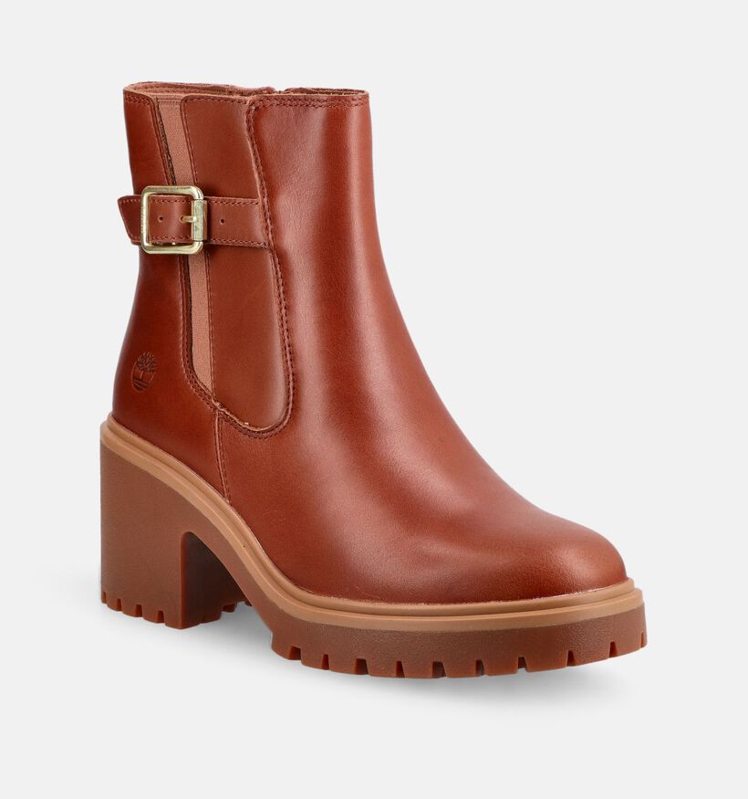 Timberland Stone Heights Mid Chelsea Bottines en Cognac pour femmes (376188) - pour semelles orthop&eacute;diques