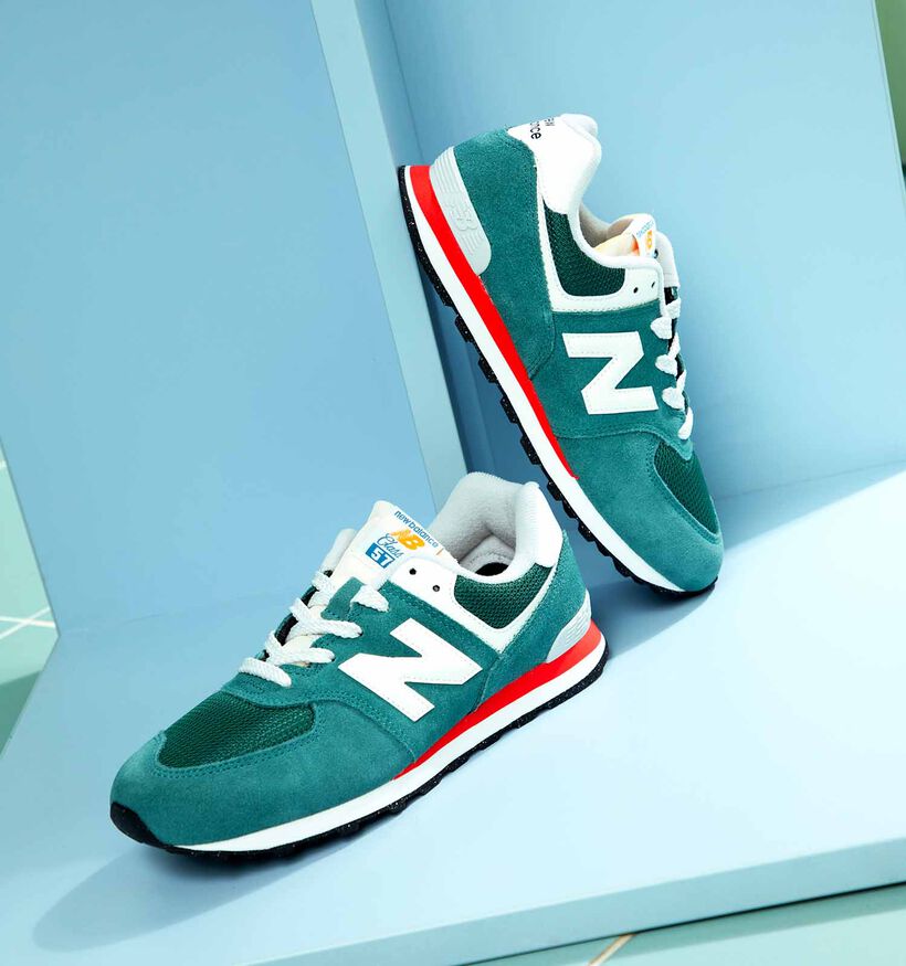 New Balance U 574 Baskets en vert pour hommes, garçons (350070) - pour semelles orthopédiques