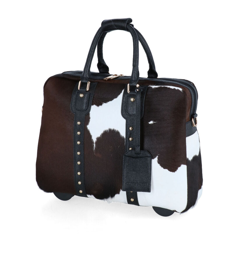 Olivia Lauren Cowhide Sac à roulettes en Noir pour femmes (333970)