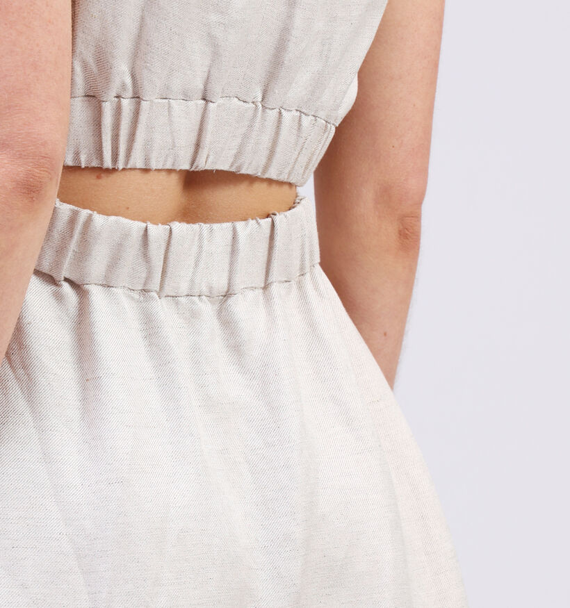 Minus Sabbi Beige Linnen Midi jurk voor dames (354547)