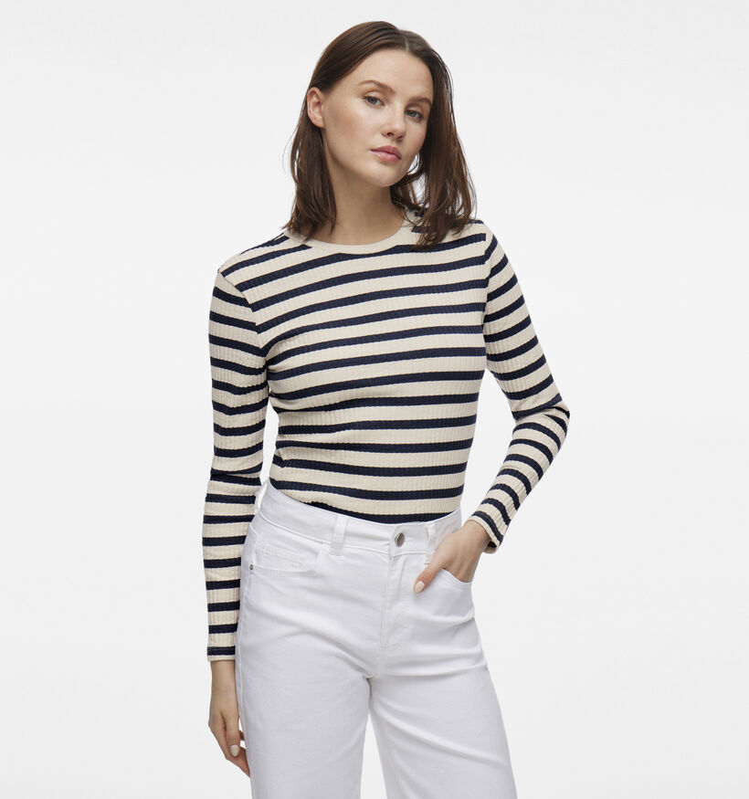 Vila Amelie T-shirt à rayé en Bleu pour femmes (351806)