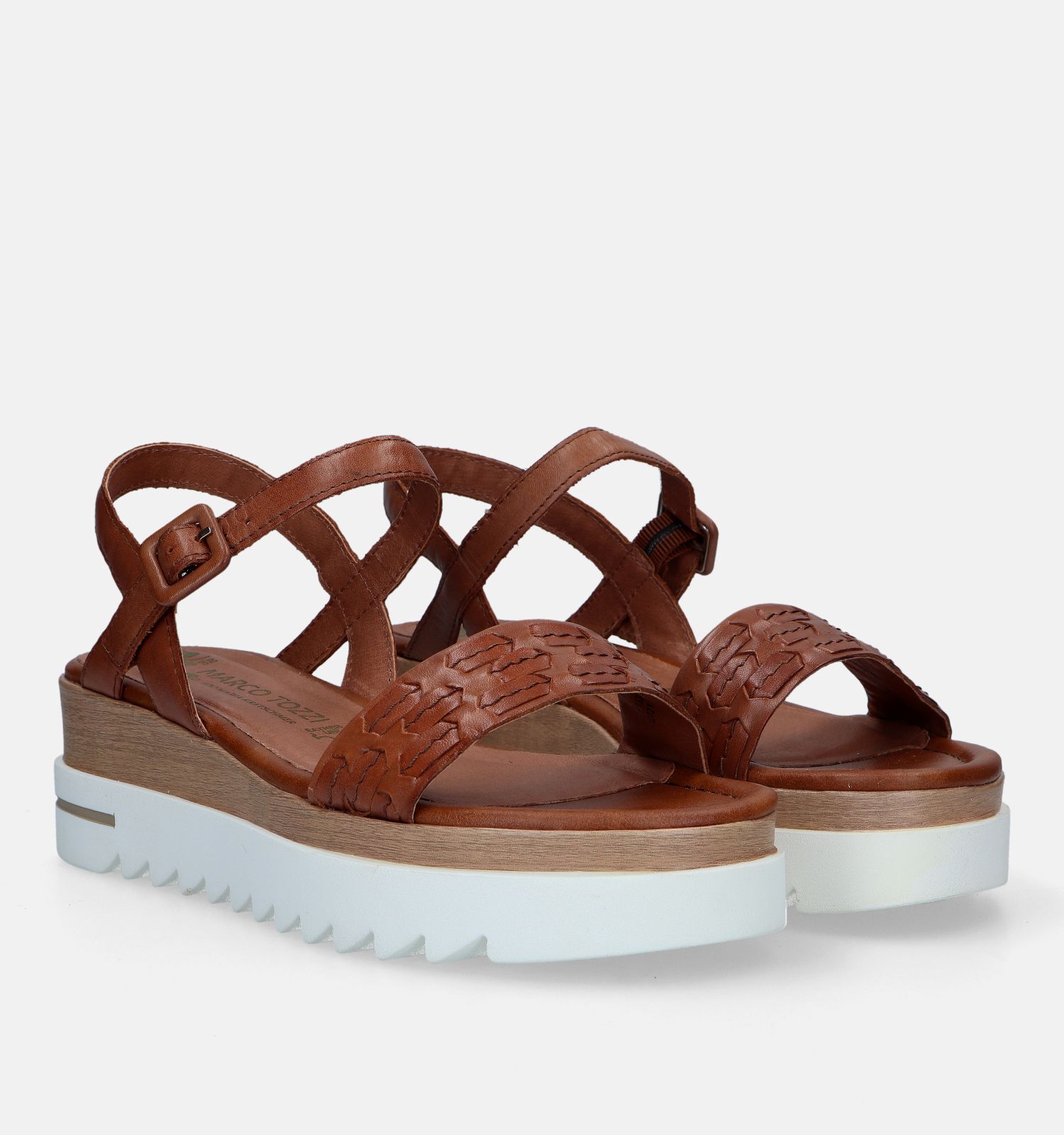 Marco Tozzi GM Kretschmer Cognac Sandalen met sleehak Dames