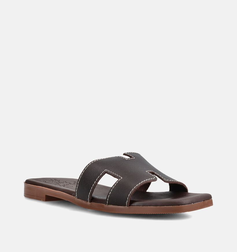 Oh My Sandals Nu-pieds en Brun fonc&eacute; pour femmes (373343)