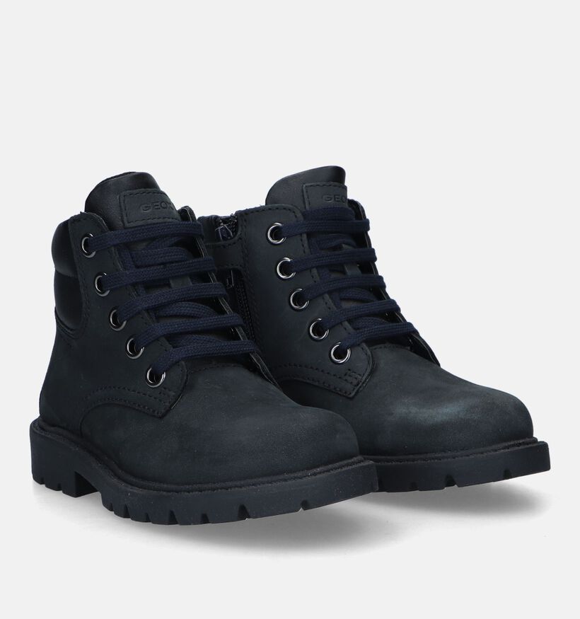 Geox Shaylax Blauwe Veterboots voor jongens (330074) - geschikt voor steunzolen