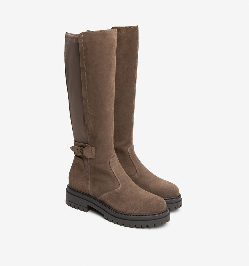 NeroGiardini Taupe Lange Laarzen met Lage Hak voor dames (379355) - geschikt voor steunzolen
