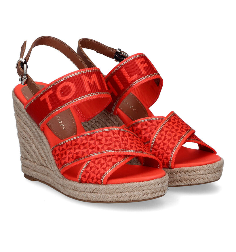 TH Tommy Webbing Oranje Sandalen voor dames (303998)