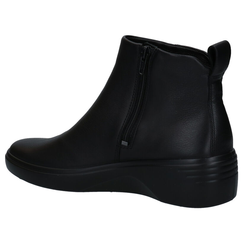 ECCO Soft Wedge 7 Zwarte Enkellaarzen in leer (280881)