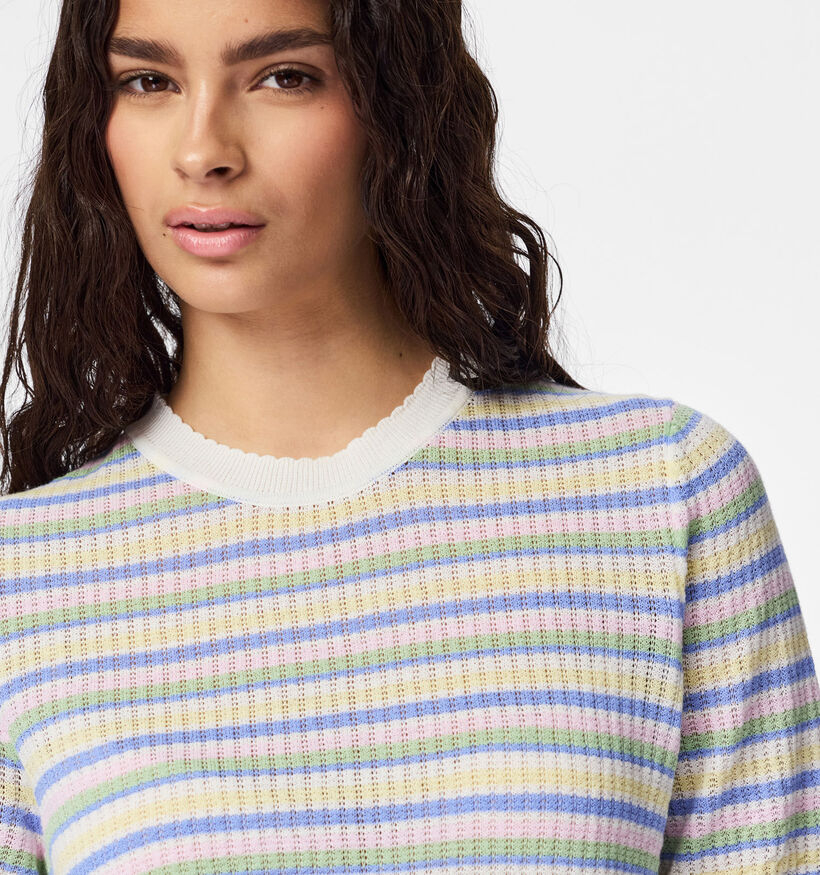 Pieces Diana Stripe Witte/Blauwe Gestreepte Trui voor dames (367081)