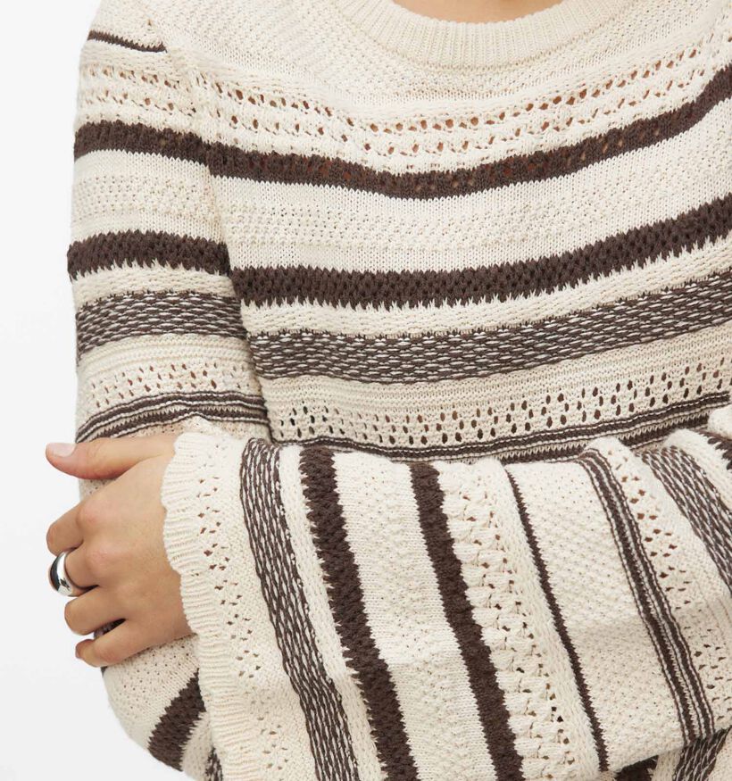 Vero Moda Riri Knit Beige Gestreepte Lange Jurk voor dames (373271)
