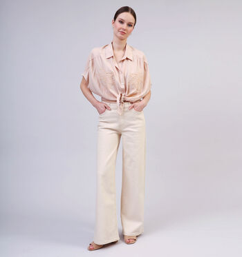 Wide leg jeans beige L32