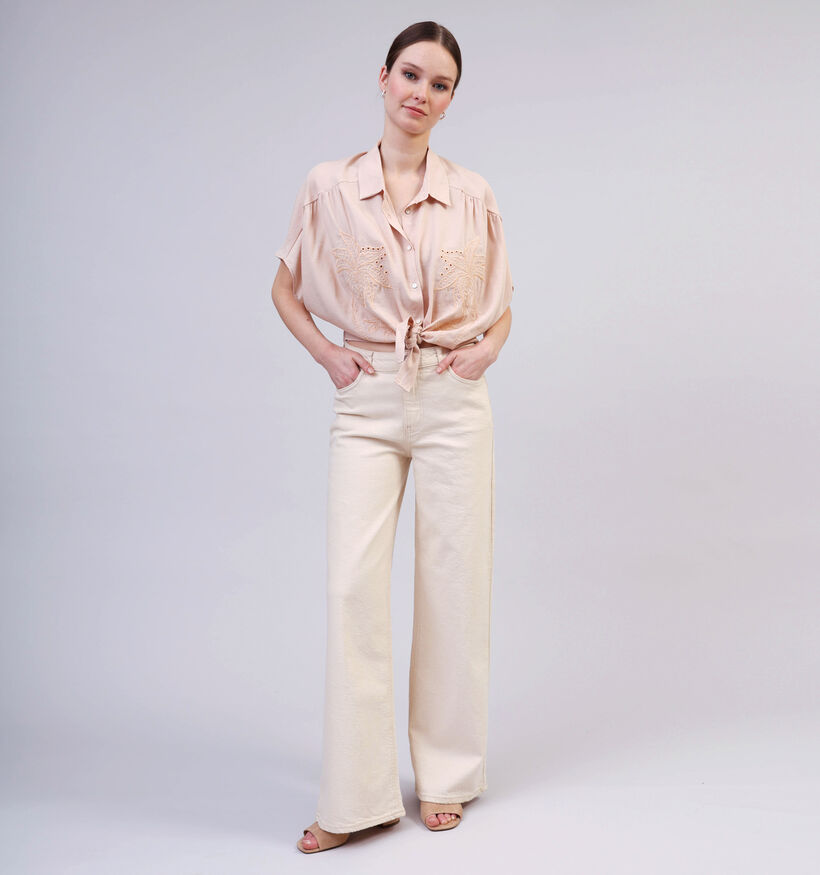 Pieces Svala Beige Wide leg jeans voor dames (352452)