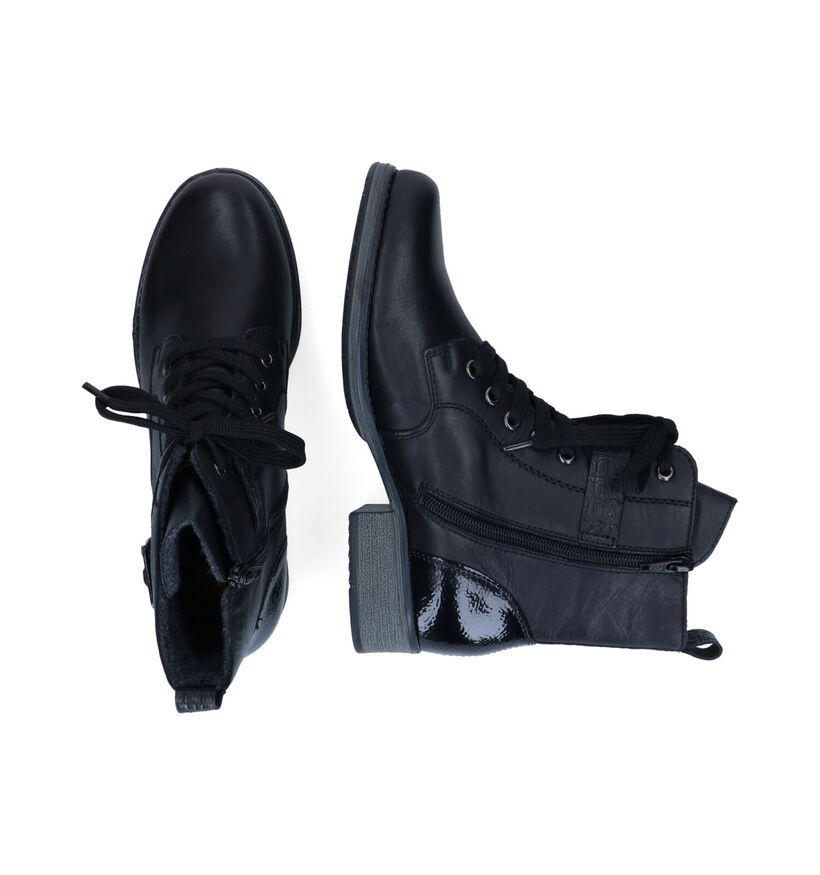Rieker Boots à lacets en Noir en cuir (299367)