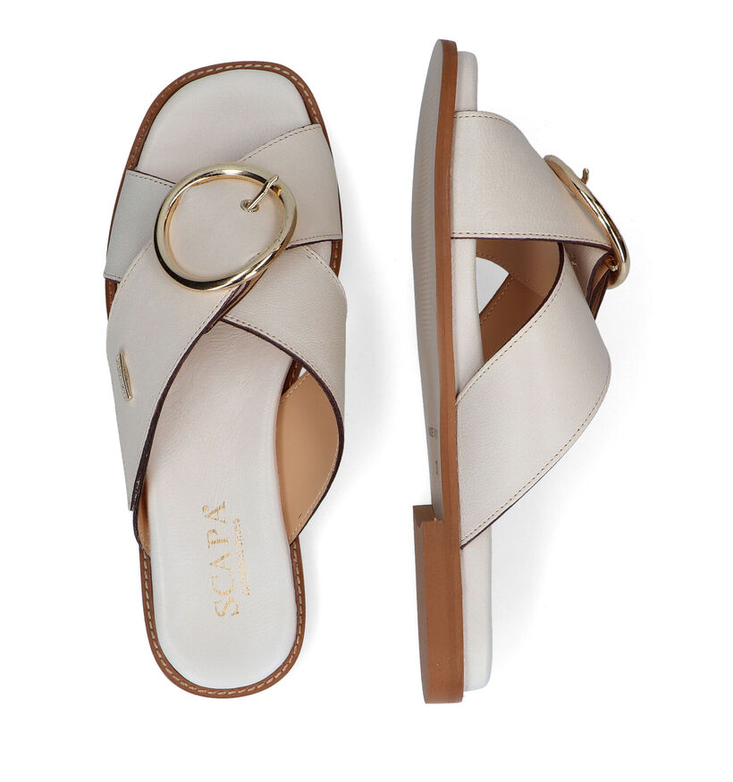 Scapa Nu-pieds plates en Beige clair en cuir (307259)