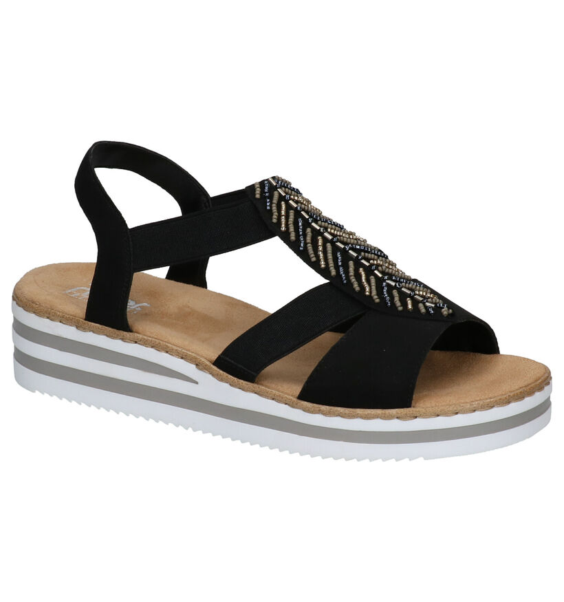 Rieker Zwarte Sandalen met Sleehak voor dames (323595)