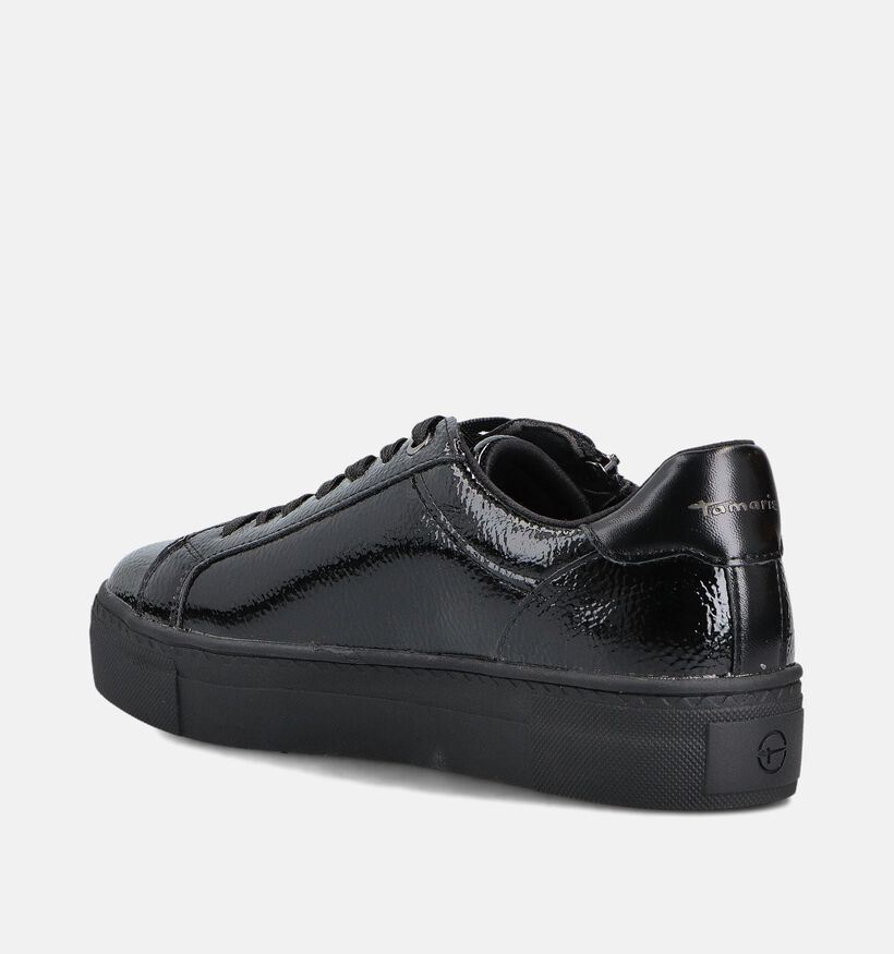 Tamaris Chaussures à lacets zippées vernies en Noir pour femmes (360676) - pour semelles orthopédiques