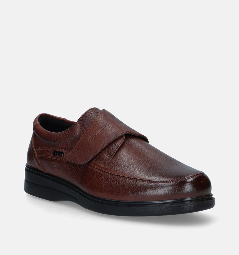 G-Comfort Cognac Velcroschoenen voor heren (317531) - geschikt voor steunzolen