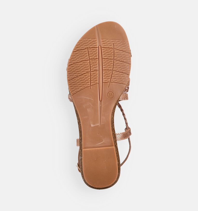 Signatur Sandales plates en Or rose pour femmes (373537)