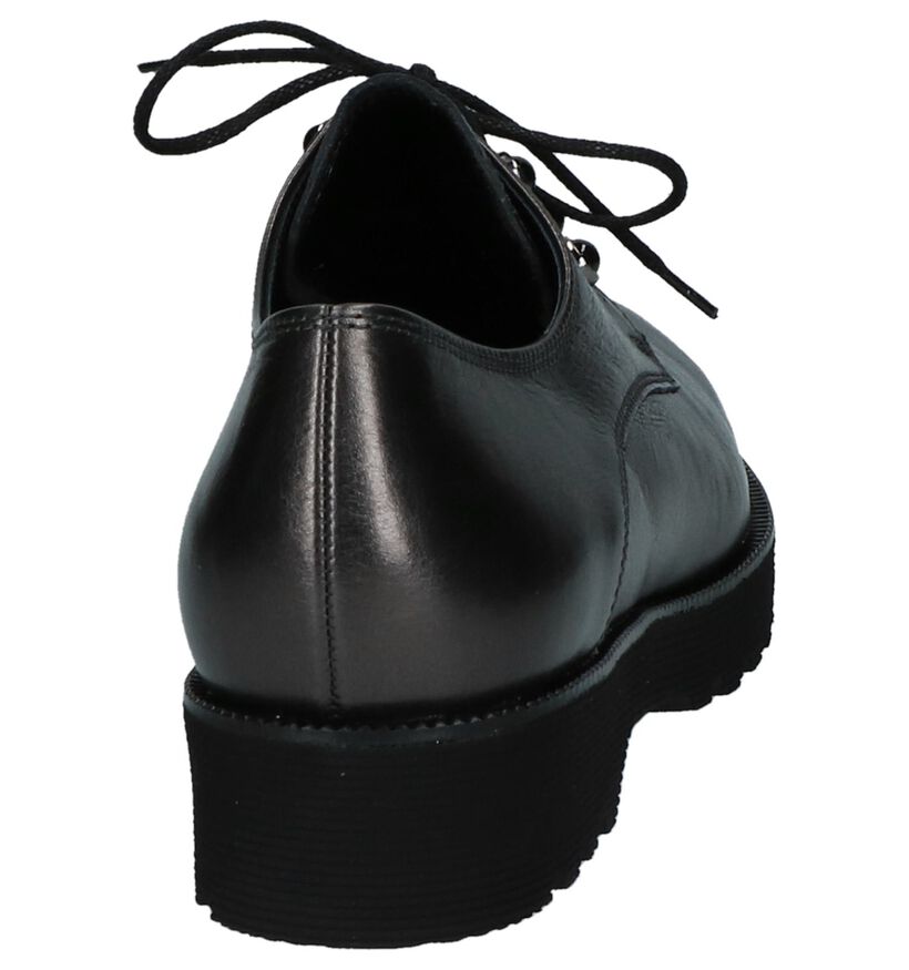 Donkergrijze Metallic Oxford Veterschoenen Gabor Easy Walking in leer (231151)