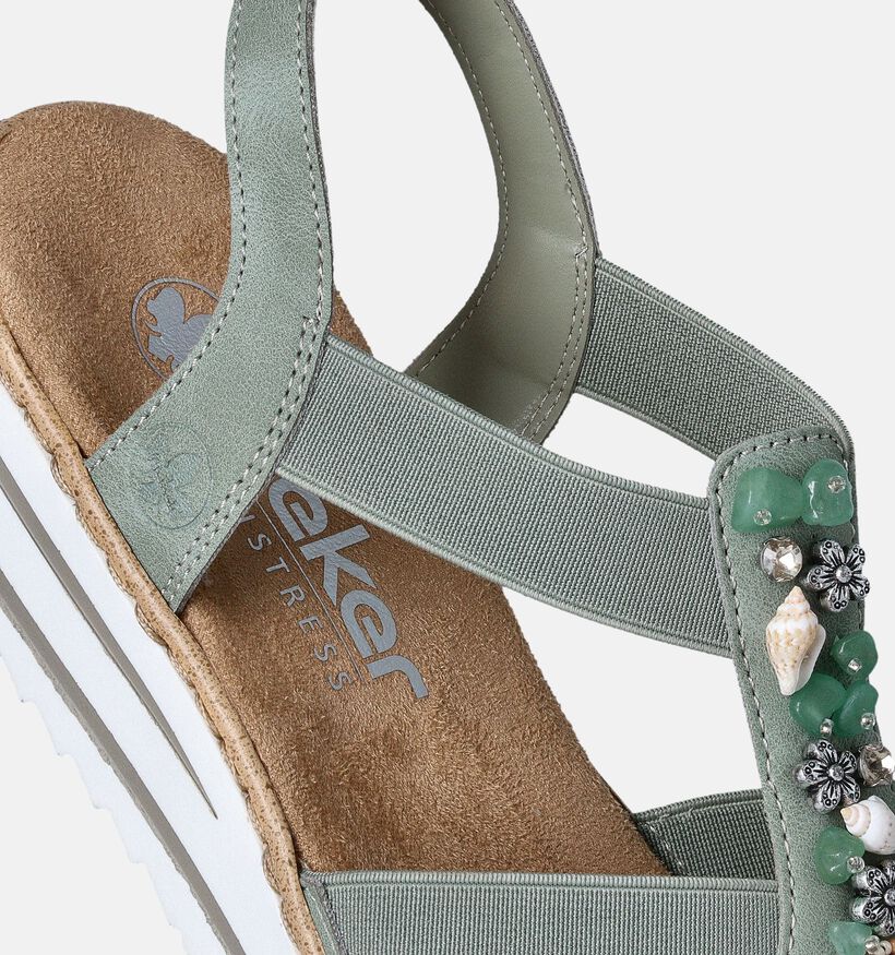 Rieker Sandales talon compensé en Vert pour femmes (354967)