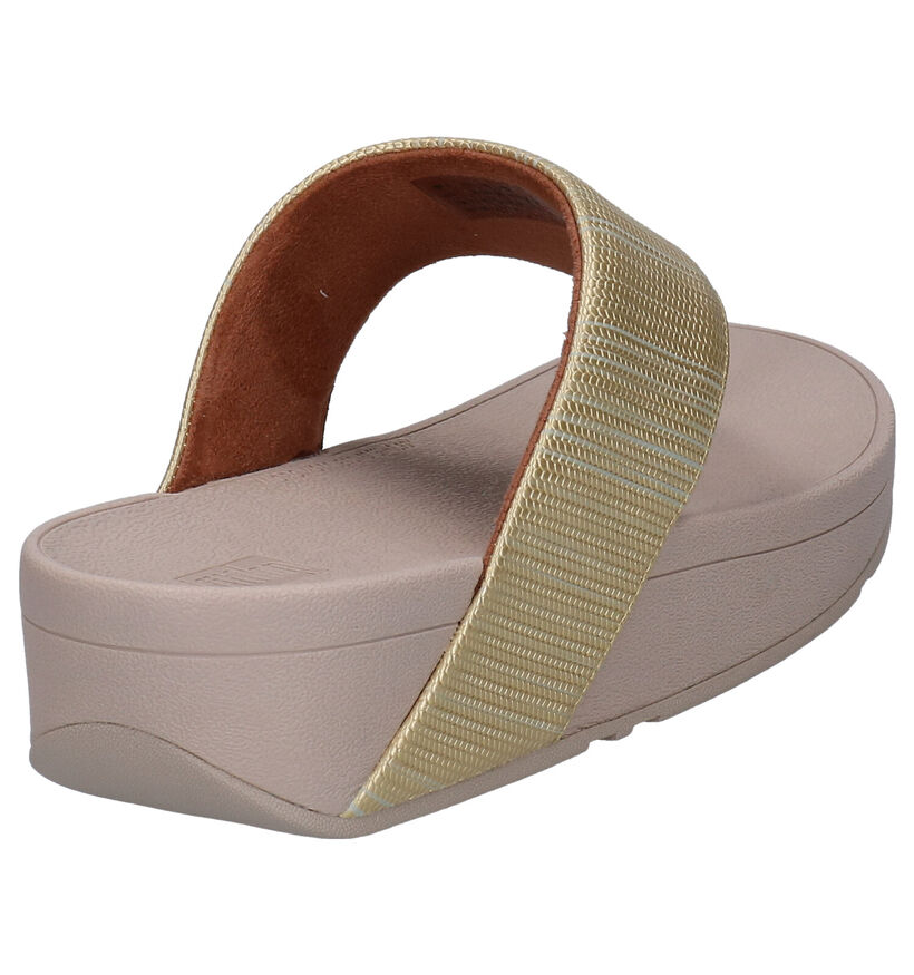 FitFlop OliveTextured Glitz Tongs en Or en simili cuir (286110)