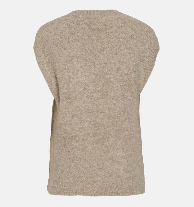 Vila Abby Pull avec col en V en Beige pour femmes (349443)