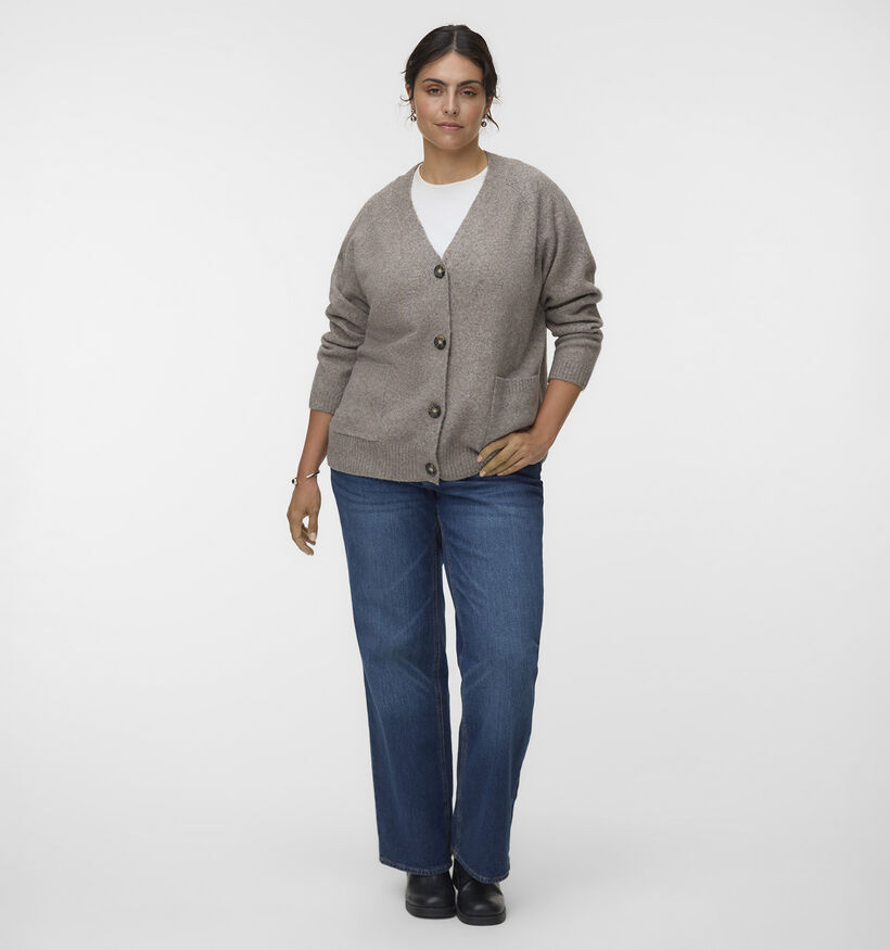 Vero Moda Curve Boom Gilet en Beige fonc&eacute; pour femmes (378116)