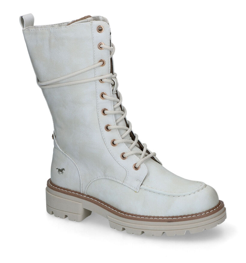 Mustang Bottes à lacets en Écru en simili cuir (316086)