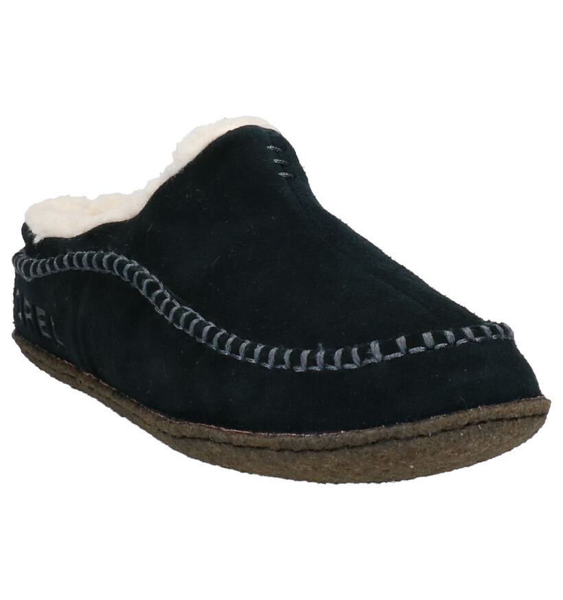 Sorel Falcon Zwarte Pantoffels in daim (252853)