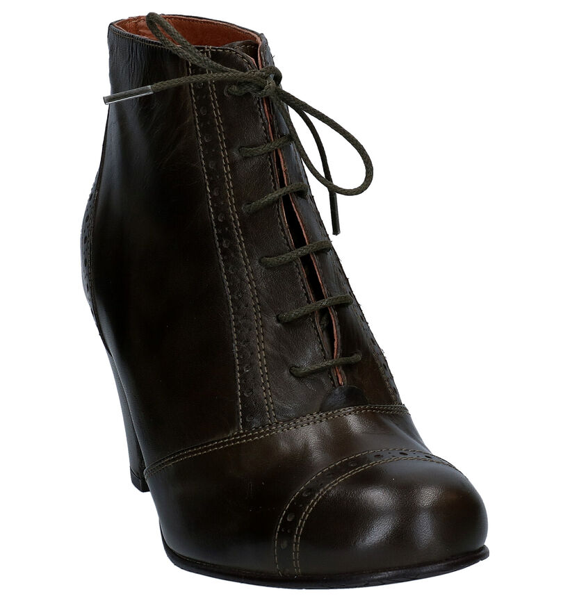Relance Bottines à lacets en Vert kaki en cuir (300467)
