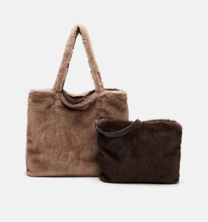 Emily & Noah Eva Fluffy Cabas en Brun fonc&eacute; pour femmes (378864)