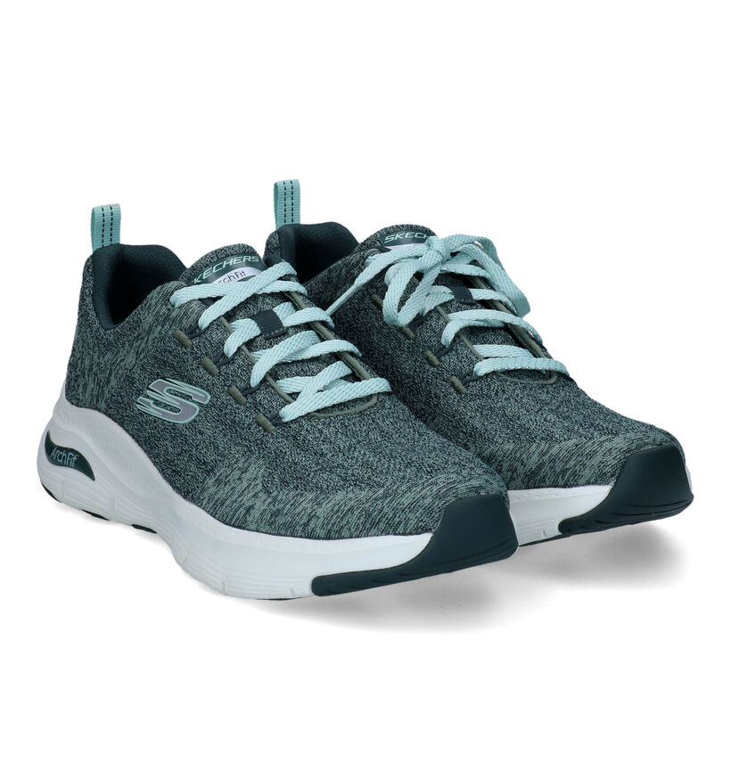 Skechers Arch Fit Comfy Wave Groene Sneakers voor dames (312803) - geschikt voor steunzolen