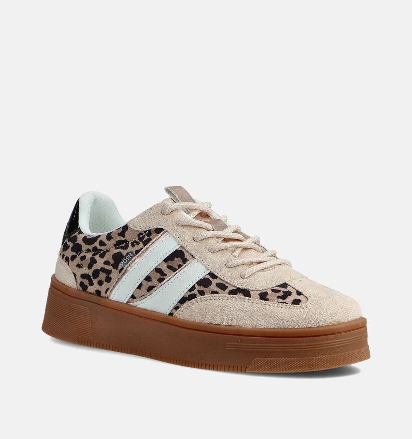 Posh by Poelman Baskets Leopard en Beige pour femmes (367970) - pour semelles orthopédiques