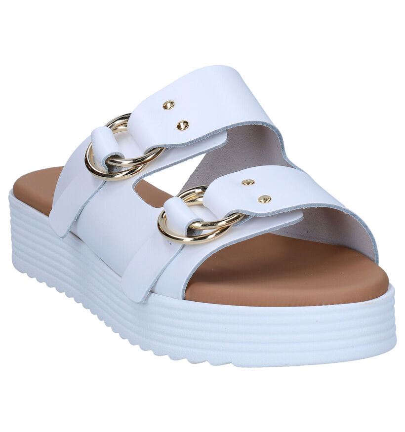 Scapa Nu-pieds plates en Blanc en cuir (288771)