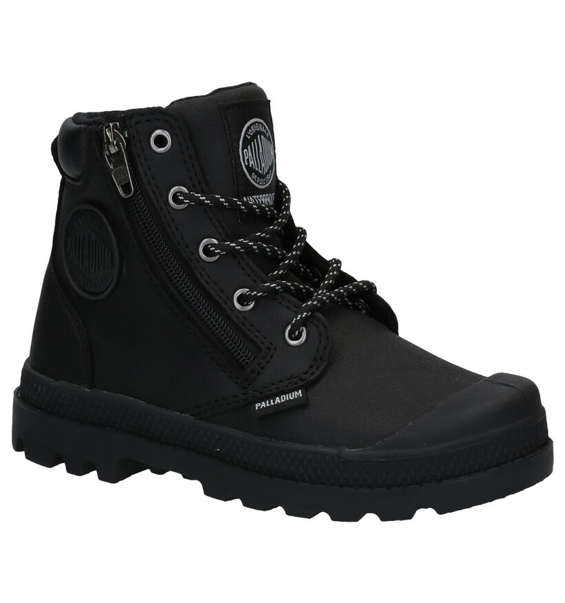 Palladium Pampa Hight Cuff Zwarte Boots in leer (277220)