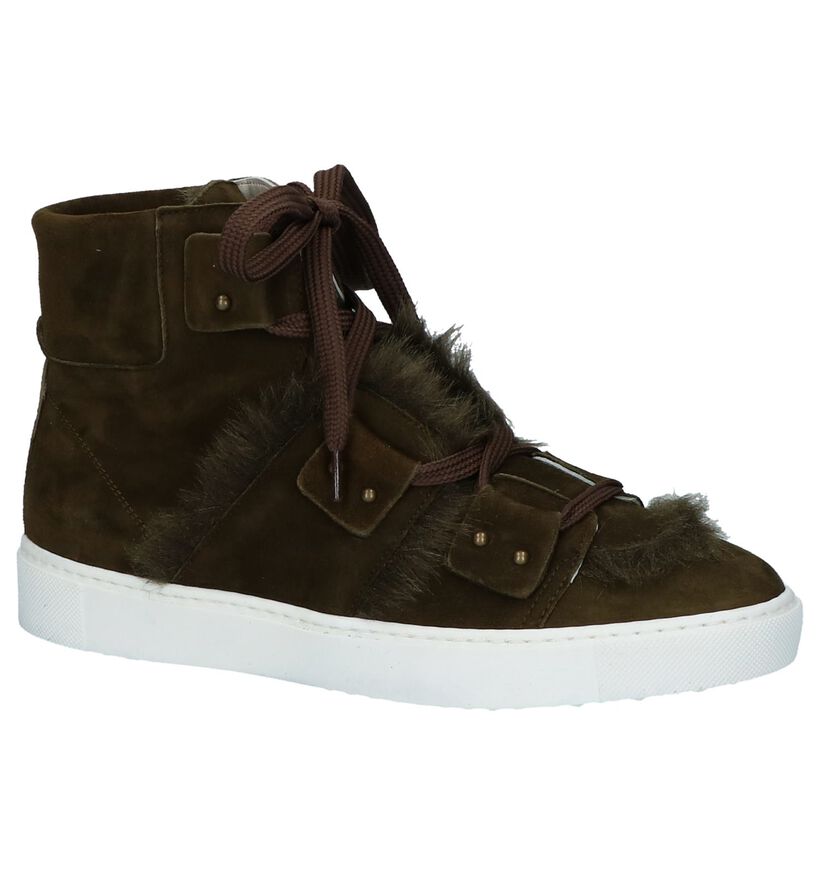 Shi's Kaki Veterboots in daim (231666)