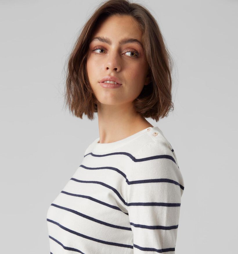 Vero Moda Alma Pull à rayé Blanc / Noir (326948)