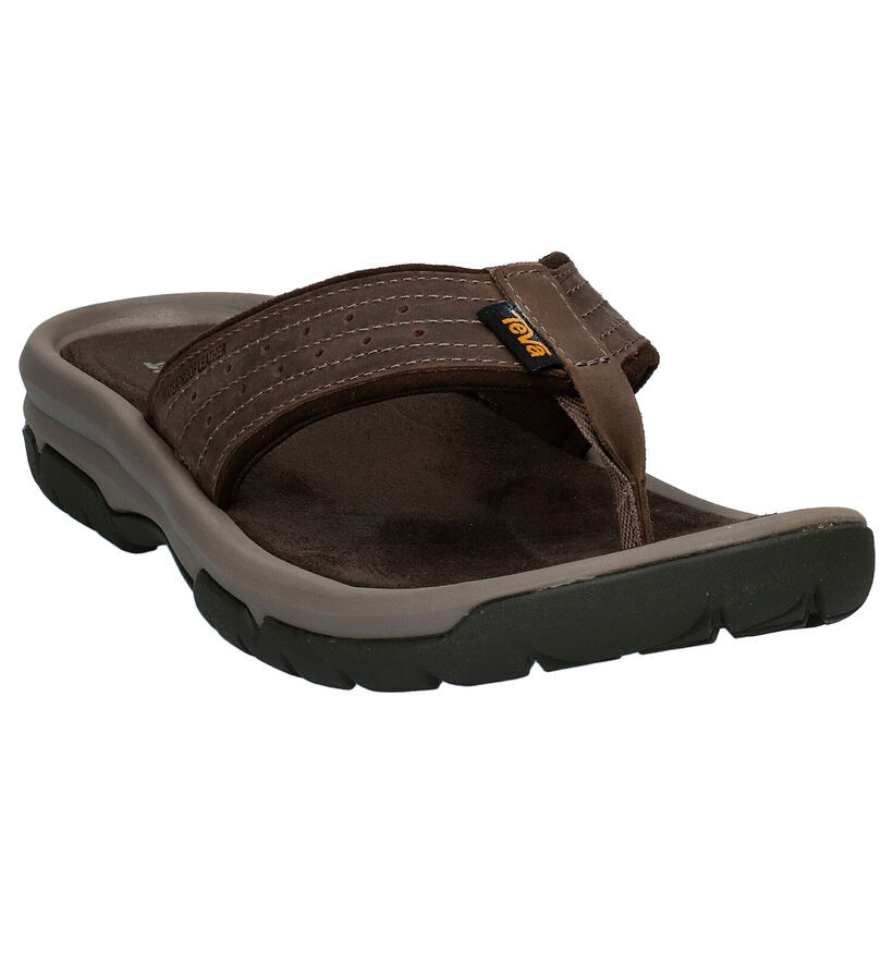 Teva Langdon Flip Bruine Teenslippers in leer (289135)