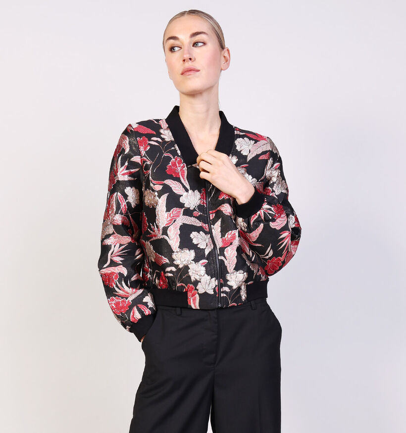 Desires Shella Jacquard Zwarte Jas met Bloemenprint voor dames (364727)