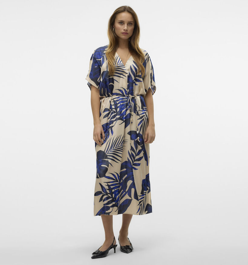 Vero Moda Vina Beige/Blauwe Kaftan jurk voor dames (358780)