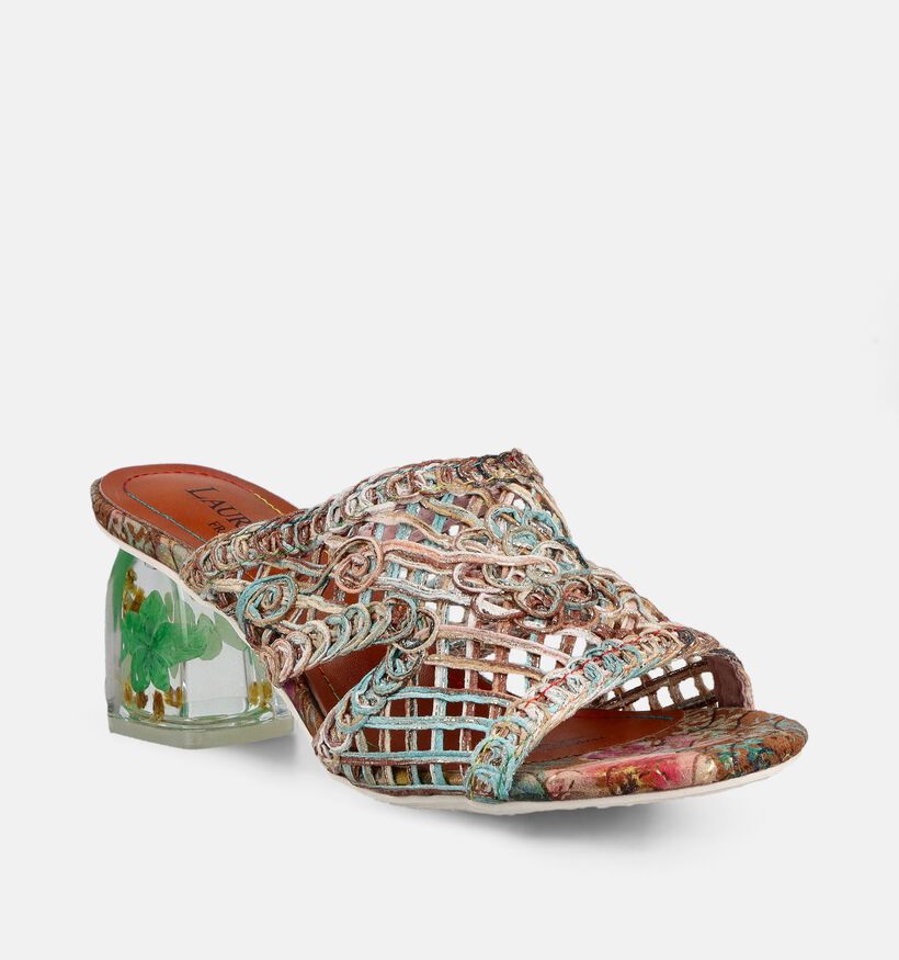 Laura Vita Framboise Nu-pieds &agrave; talons en Bleu pour femmes (373199)