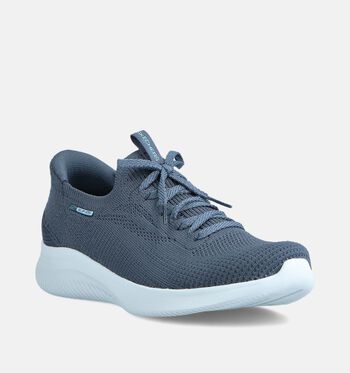 Skechers Memory Foam Low Sneakers Beige/Blauw