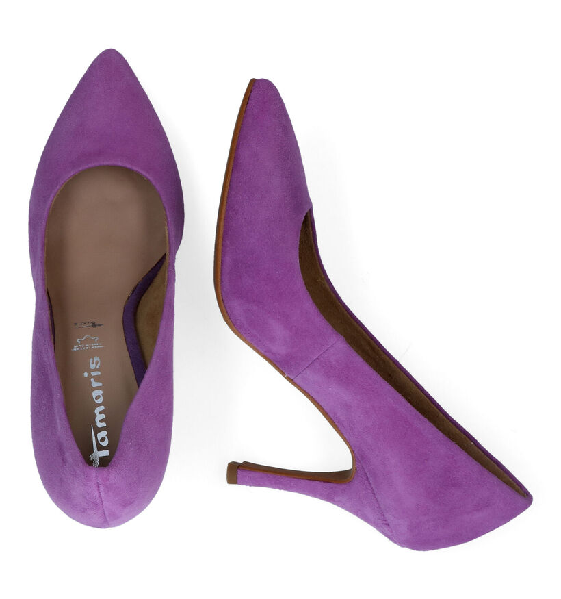 Tamaris Paarse Pumps in daim (309231)