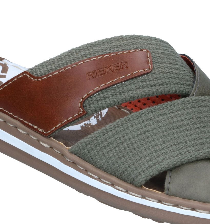 Rieker Nu-pieds casual en Vert kaki pour hommes (354819)