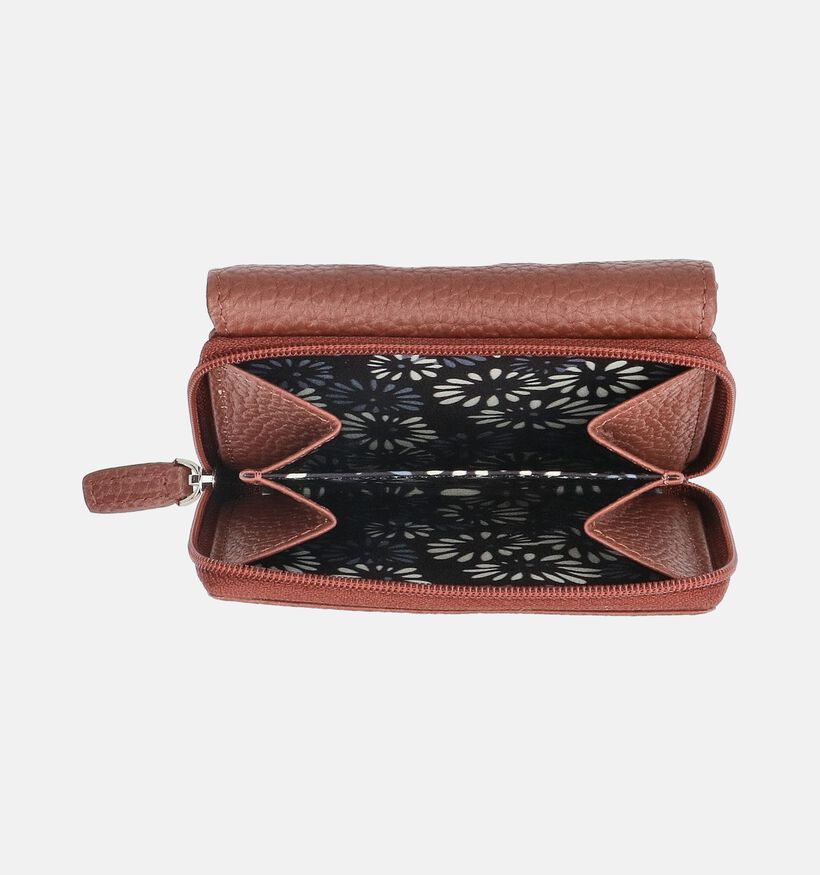 Euro-Leather Porte-monnaie zipp&eacute; en Marron pour femmes (375945)